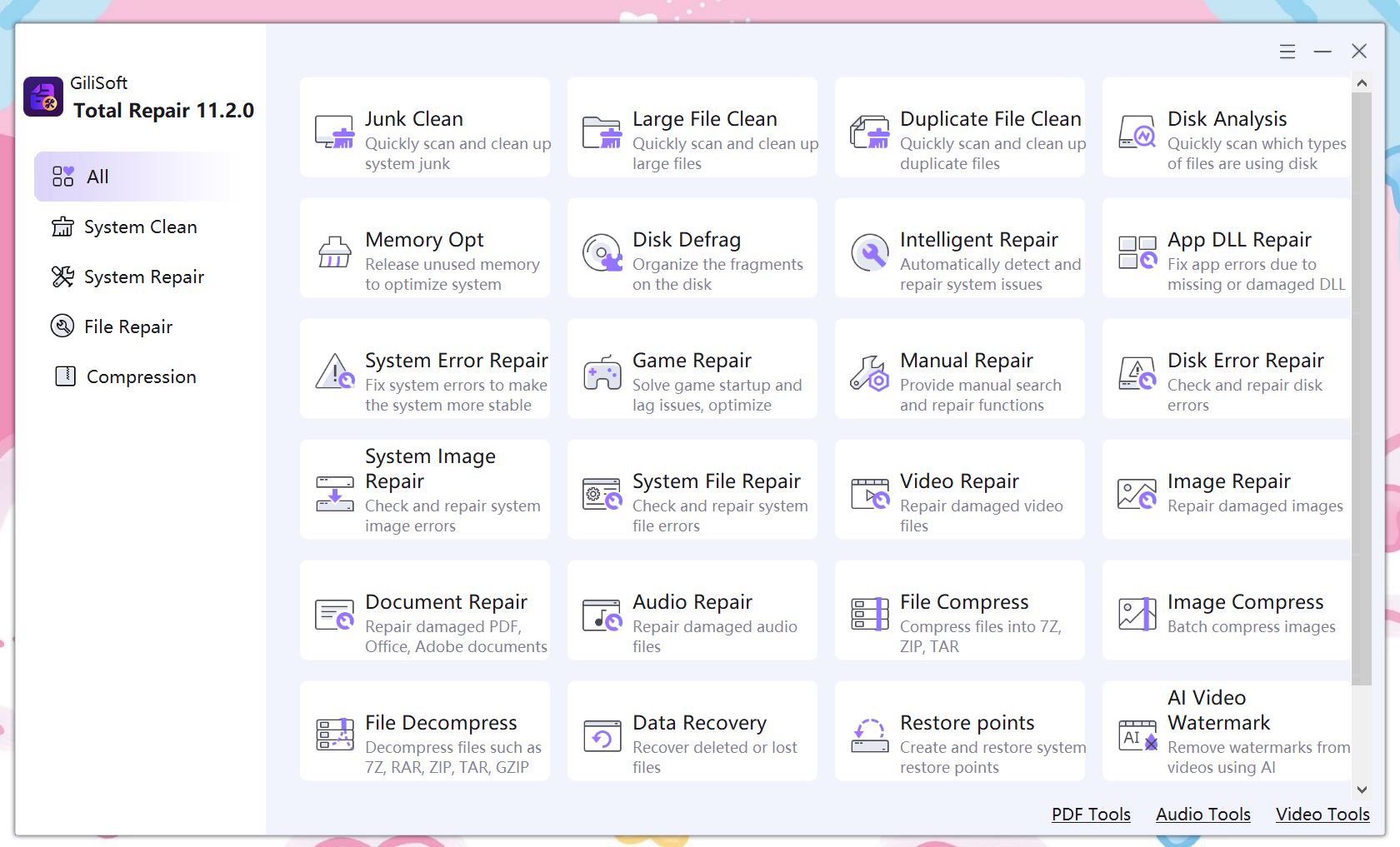 Gilisoft Total Repairの起動画面