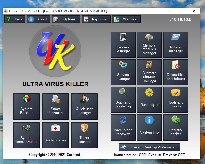 UVK Ultra Virus Killer Proの起動画面