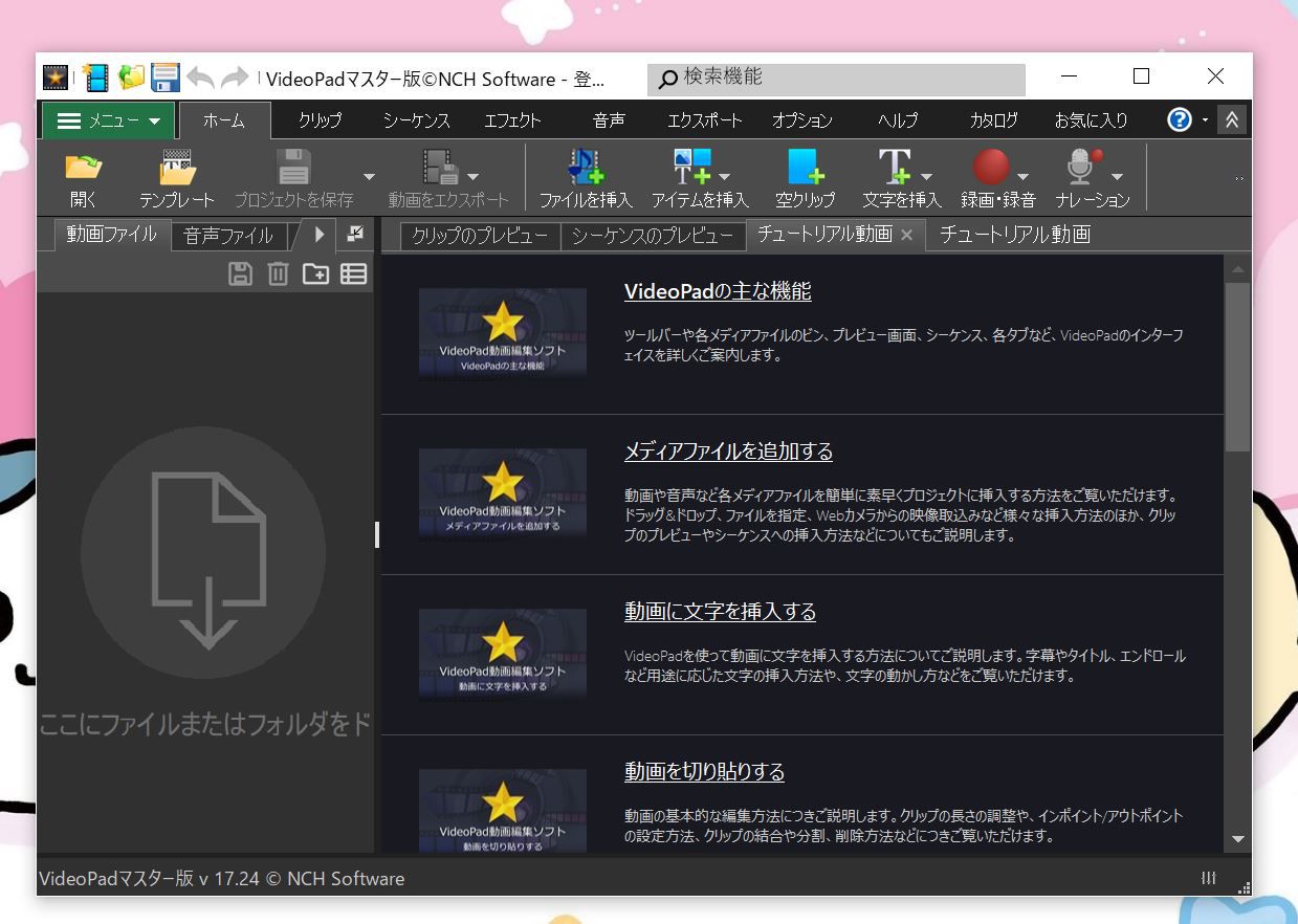NCH VideoPad Proの起動画面