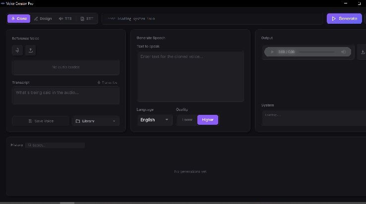 Voice Creator Proの起動画面