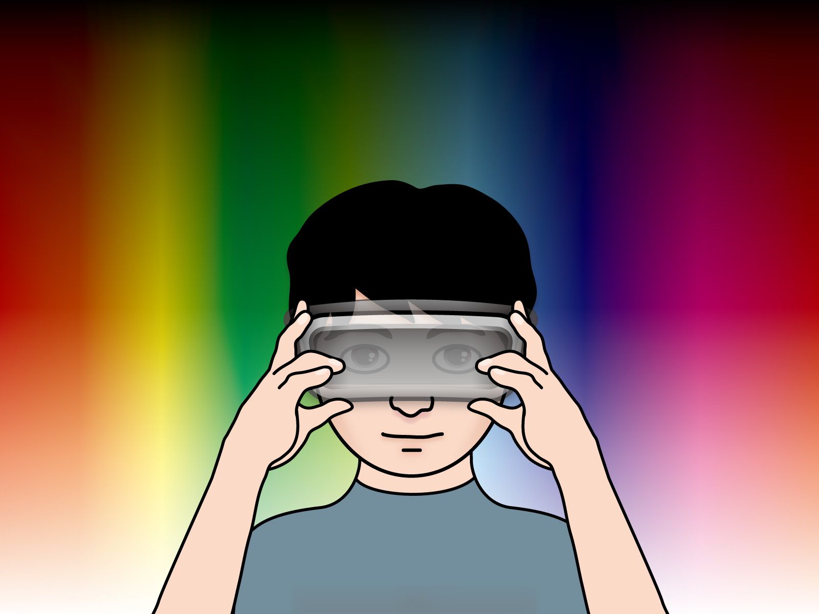 VRカメラで覗く男の子のイラスト