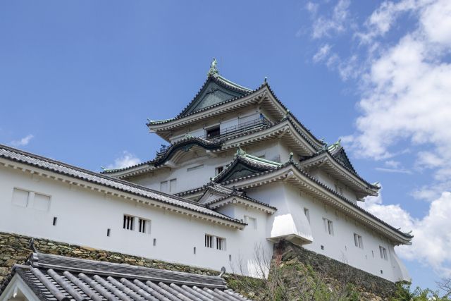 青空の中の和歌山城