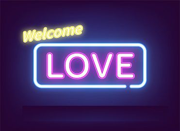 Welcome Loveと書かれたネオン