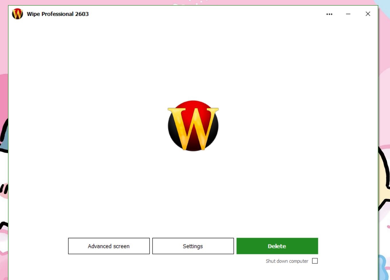 Wipe Professionalの起動画面