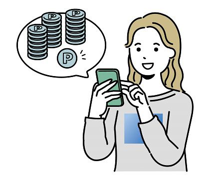 スマホでポイ活をする女性