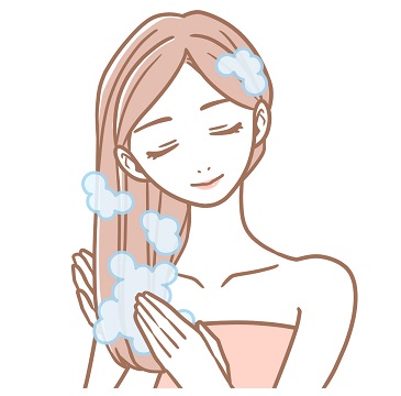 シャンプーする女のイラスト